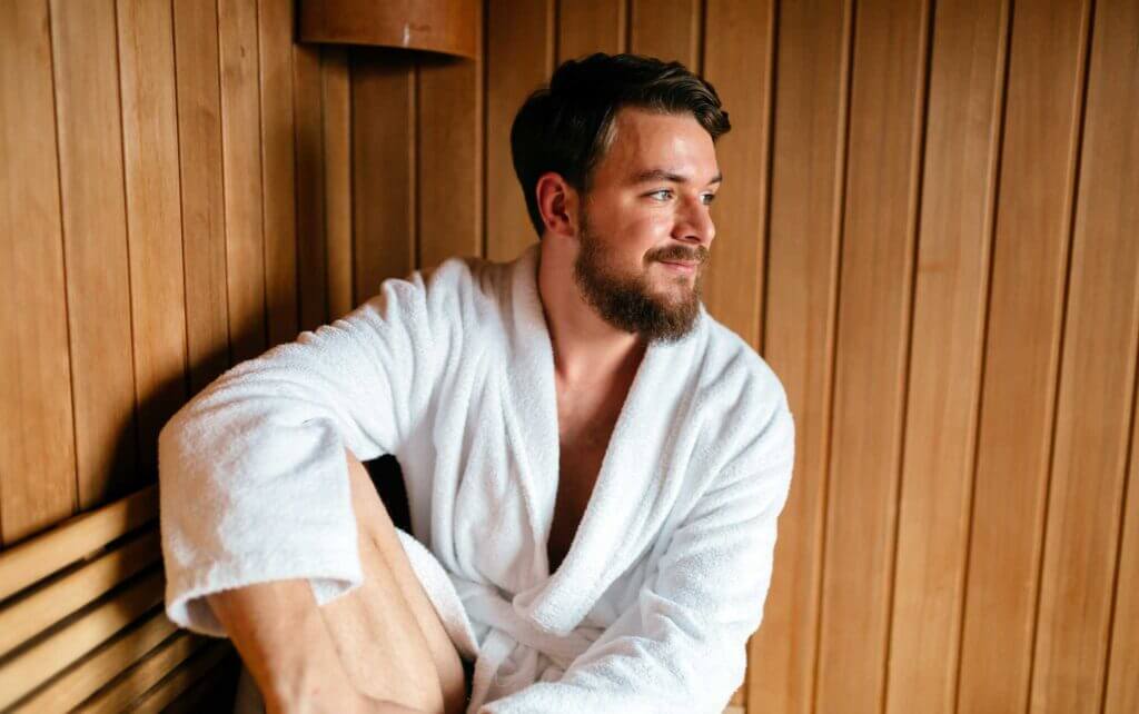 guy enjoying gyms with sauna